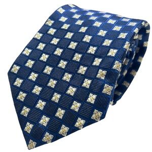 Nautica Blue Silver Floral Geometric Wide Textured Silk Tie